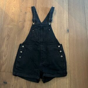 Black denim overalls